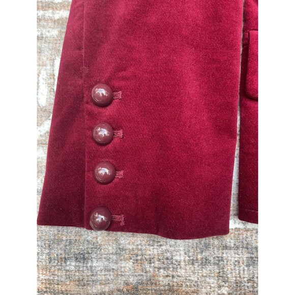 Talbots Velvet Petite Blazer Jacket Women’s 8P Red Wine Military Pea Coat Button - Picture 12 of 16